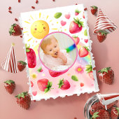 Invitation fraise arc-en-ciel baies 1er anniversaire