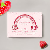 Invitation Fraise Arc-en-ciel Première fête d'anniversaire