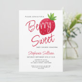 Invitation Fraise Baby shower Berry Sweet (Debout devant)