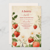 Invitation Fraise Baby shower Berry Sweet (Devant / Derrière)