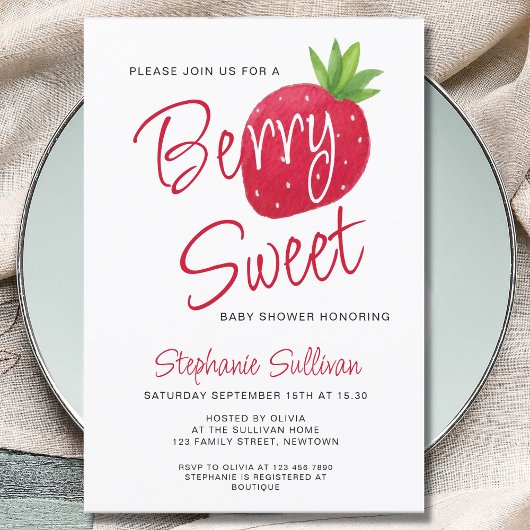 Invitation Fraise Baby shower Berry Sweet