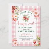 Invitation Fraise Baby shower Fille Berry rose Sweet (Devant)