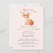Invitation Fraise Bébé Fille Douche Berry Sweet Cerf Rose (Devant)