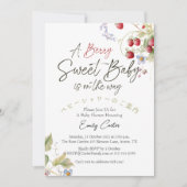 Invitation Fraise Bébé Fille Douche Berry Wild Aquarelle (Devant)