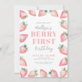 Invitation Fraise Berry 1ère fête d'anniversaire (Devant)