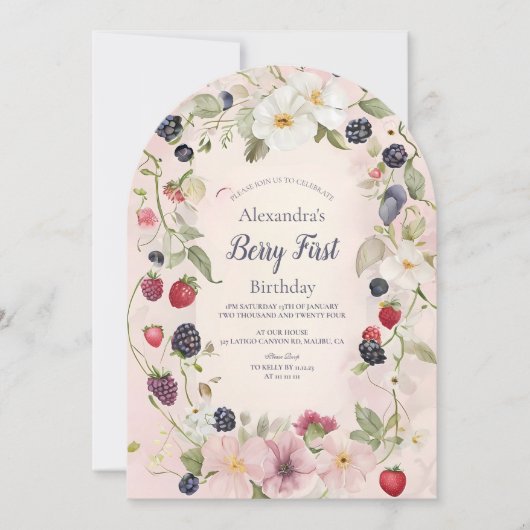 Invitation Fraise Berry 1ère fête d'anniversaire (Devant)