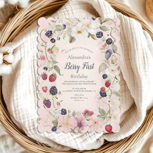 Invitation Fraise Berry 1ère fête d'anniversaire