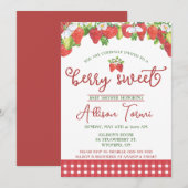 Invitation Fraise, Berry Baby shower doux (Devant / Derrière)