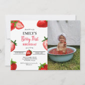 Invitation Fraise Berry Fille premier anniversaire| Berry Swe (Devant)