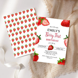 Invitation Fraise Berry Fille premier anniversaire  Berry Swe