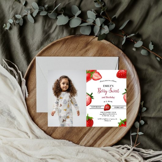 Invitation Fraise Berry Fille premier anniversaire| Berry Swe
