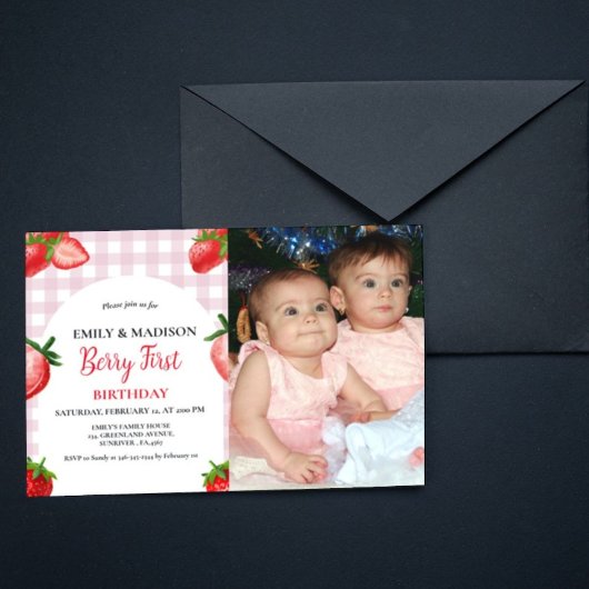 Invitation Fraise Berry Fille premier anniversaire| Berry Swe