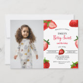 Invitation Fraise Berry Fille premier anniversaire| Berry Swe (Devant)