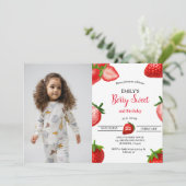 Invitation Fraise Berry Fille premier anniversaire| Berry Swe (Debout devant)