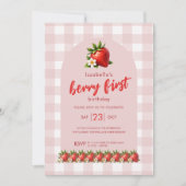 Invitation Fraise Berry Premier anniversaire Photo Anniversai (Devant)