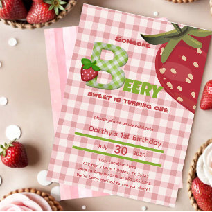 Invitation Fraise Berry Première fête d'anniversaire Invitati