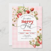 Invitation Fraise Berry Première fête de 1er anniversaire (Devant)