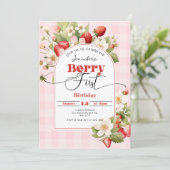 Invitation Fraise Berry Première fête de 1er anniversaire (Debout devant)