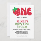 Invitation Fraise Berry Première Fille 1er fête d'anniversair (Devant)