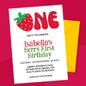 Invitation Fraise Berry Première Fille 1er fête d'anniversair