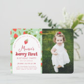 Invitation Fraise Berry Première photo Anniversaire (Debout devant)