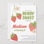 Invitation Fraise Berry Sweet Anniversaire Fête N'importe que (Devant)