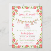 Invitation Fraise Berry Sweet Clothesline Baby shower (Devant)