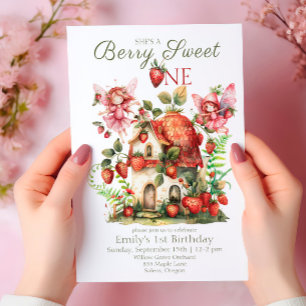 Invitation Fraise Berry Sweet Girls First Birthday