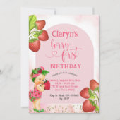 Invitation Fraise Berry Sweet Premier Anniversaire Blonde Gir (Devant)