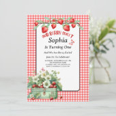 Invitation Fraise Berry Sweet Première fête d'anniversaire (Debout devant)