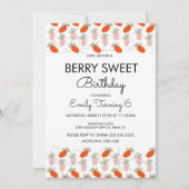 Invitation Fraise blanc Doodle rose blanc Anniversaire (Devant)