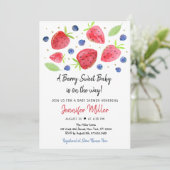 Invitation Fraise bleuet Berry Baby shower doux (Debout devant)