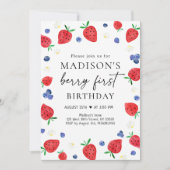 Invitation Fraise Bleuet Berry Premier anniversaire (Devant)