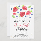 Invitation Fraise Bleuet Berry Premier anniversaire (Devant)