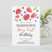 Invitation Fraise Bleuet Berry Premier anniversaire (Debout devant)