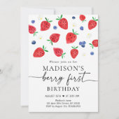 Invitation Fraise Bleuet Berry Premier anniversaire (Devant)