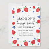 Invitation Fraise bleuet Berry Sweet Anniversaire (Devant)
