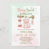 Invitation Fraise Boho Vêtements Fille Baby shower (Devant / Derrière)