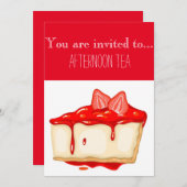 Invitation Fraise cheecake après-midi fête du thé (Devant / Derrière)