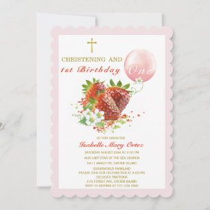 Invitation Fraise Christening et premier anniversaire