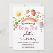 Invitation fraise cool 1ère fête Premier anniversaire (Devant)