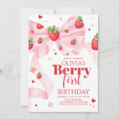 Invitation Fraise Coquette fête d'anniversaire (Devant)