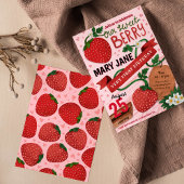 Invitation fraise d'aquarelle rose 1er anniversaire