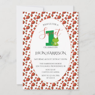 Invitation Fraise de grenouille Première fête d'anniversaire