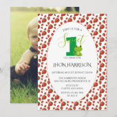 Invitation Fraise de grenouille Première fête d'anniversaire  (Devant / Derrière)