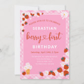 Invitation Fraise d'été et fraise Berry Premier anniversaire (Devant)