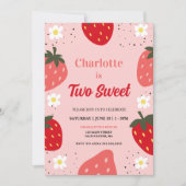 Invitation Fraise deux douces fête d'anniversaire (Devant)