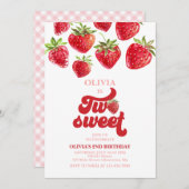 Invitation fraise deux doux 2e anniversaire (Devant / Derrière)