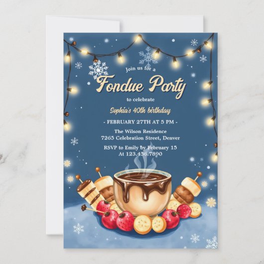 Invitation Fraise d'hiver Fondue de chocolat de fraise fête d (Devant)