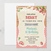 Invitation Fraise douche à l'invitation de fête d'anniversair (Devant / Derrière)
